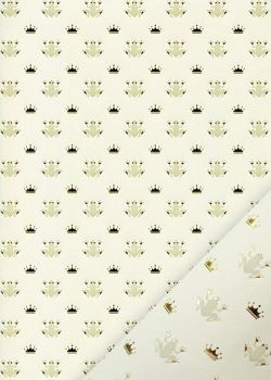 "Planche de grenouilles" beiges et or vif (50x65)