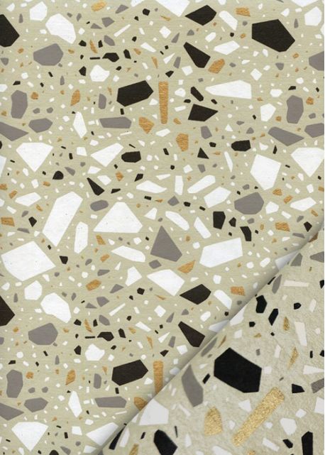 Mosaique blanche noire et or sur fond lin (50x70)