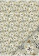 Fleurs blanches noires et or sur fond lin (50x70)