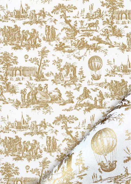 Toile de jouy montgolfière doré (65x100)