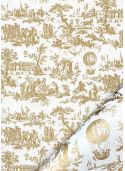 Toile de jouy montgolfière doré (65x100)