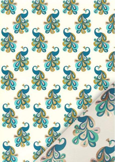 Venise les paons ton turquoise (70x100)