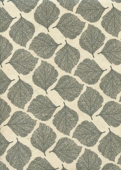 Papier lokta empreinte de feuilles gris fond naturel (50x75)