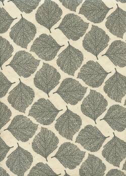 Papier lokta empreinte de feuilles gris fond naturel (50x75)
