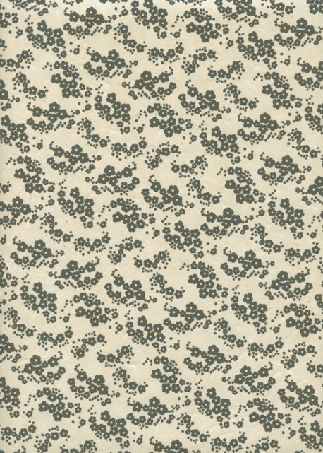 Papier lokta fleuri gris fond naturel (50x75)