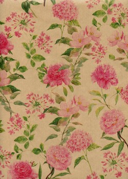 Floral framboise fond kraft (50x69,5)