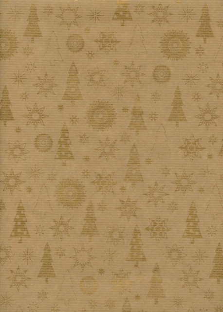 Sapins et flocons or fond kraft (50x69,5)