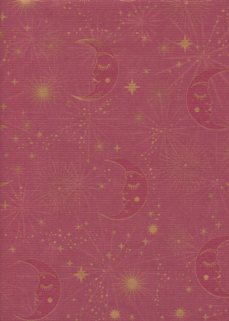 Ciel étoilé or fond kraft rose (50x69,5)