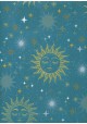 Soleils et étoiles or fond bleu (68x98)