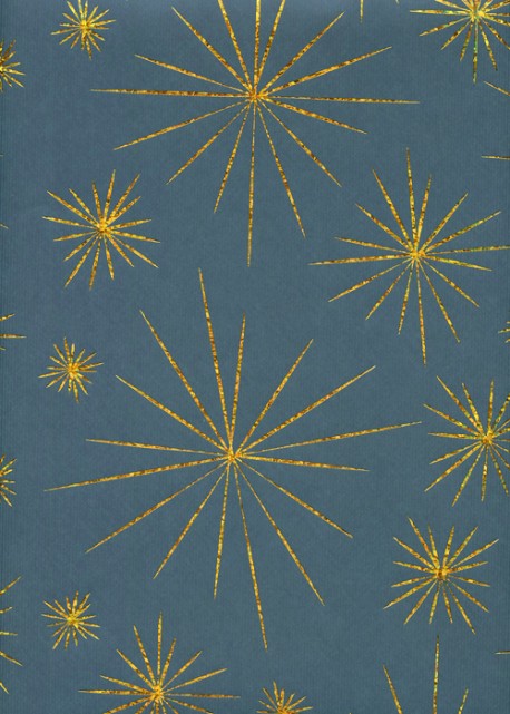 Etoiles stylisées or fond strié bleu (68x98)