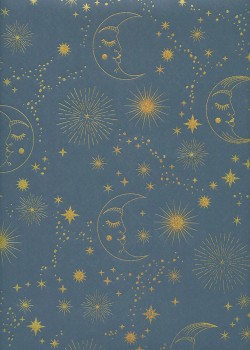 Ciel étoilé or fond strié bleu nuit (68x98)