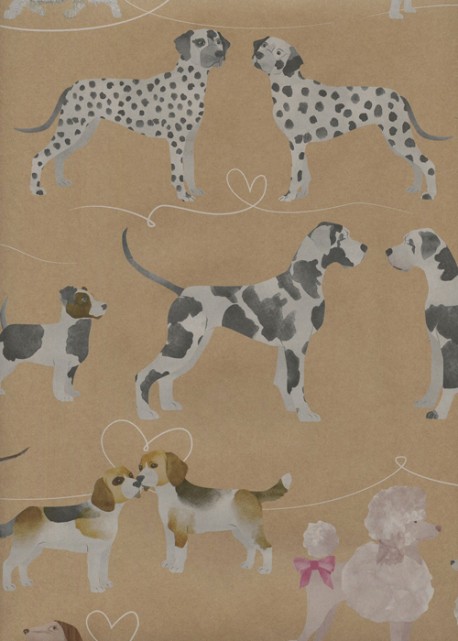 Les couples de chiens fond beige (68,5x98)