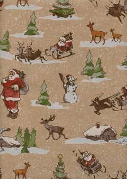 Le village du père Noël fond beige (68,5x98)