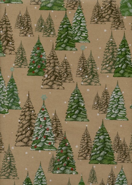 La foret de sapins fond beige (68,5x98)