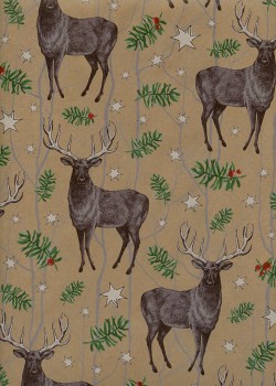 Les cerfs de Noël fond beige (68,5x98)