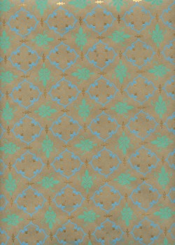 Arabesques ton jade et turquoise fond beige (56x64)