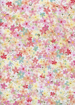 Papier Turnowsky floral ambiance rose et saumon réhaussé or (50x70)