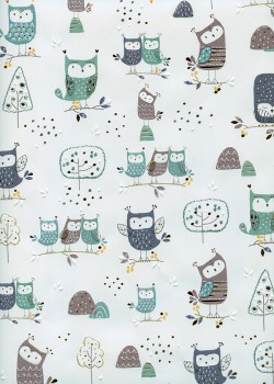 Papier Turnowsky les petites chouettes réhaussé or (50x70)