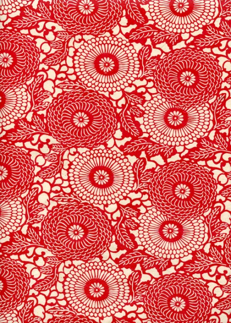 Lokta floral rouge fond naturel (50x70)