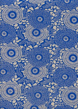 Lokta floral bleu fond naturel (50x70)