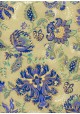 "Papier de coton" Floralies bleu et menthe fond beige (55x76)