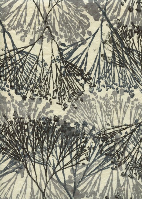 Papier lokta végétal gris bleuté fond naturel (50x75)
