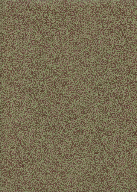Papier lokta jungle vert sauge fond bordeaux (50x75)