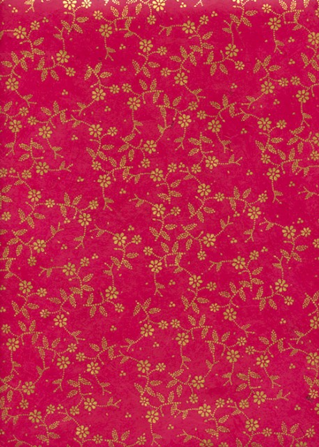 Papier lokta sybille fuchsia et or (50x75)