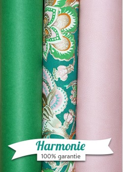 HARMONIE TRIO Floralies rose fond vert canard (55x76)