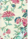 "Papier de coton" Floralies rose menthe fond ivoire (55x76)