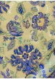 "Papier de coton" Floralies bleu et menthe fond beige (55x76)