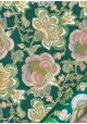 "Papier de coton" Floralies rose fond vert canard (55x76)