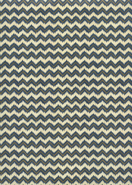 Les zig zag marine et or fond ivoire (70x100)