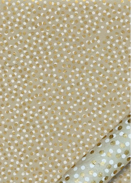 Papier lokta pois superposés or et blanc fond beige (50x75)