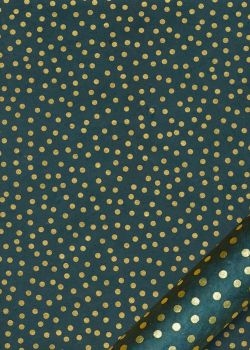 Papier lokta cosmos or sur fond bleu paon (50x75)