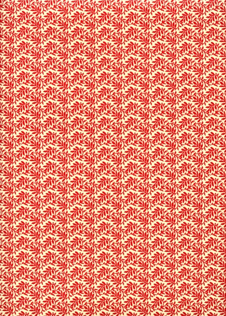 "Varese" guirlandes de feuilles rouges fond crème (50x70)