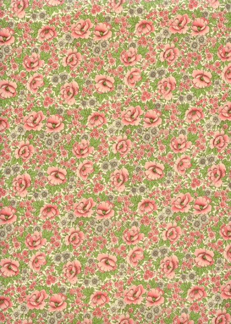 "Liberty" rose et vert fond crème (50x70)