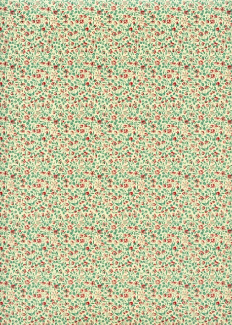 "Liberty" menthe et rouge fond crème (50x70)