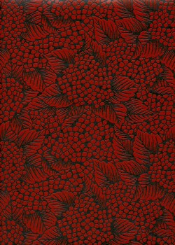 Chiyogami laqué - Ortensias laqués rouges fond noir (48x65)