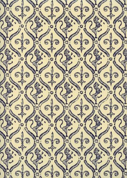 "Varese" fleurs de lys bleues fond crème (50x70)