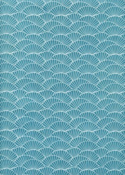 Papier lokta éventail blanc fond turquoise (51x76)