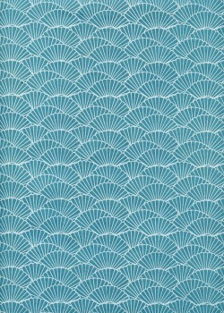 Papier lokta éventail blanc fond turquoise (51x76)