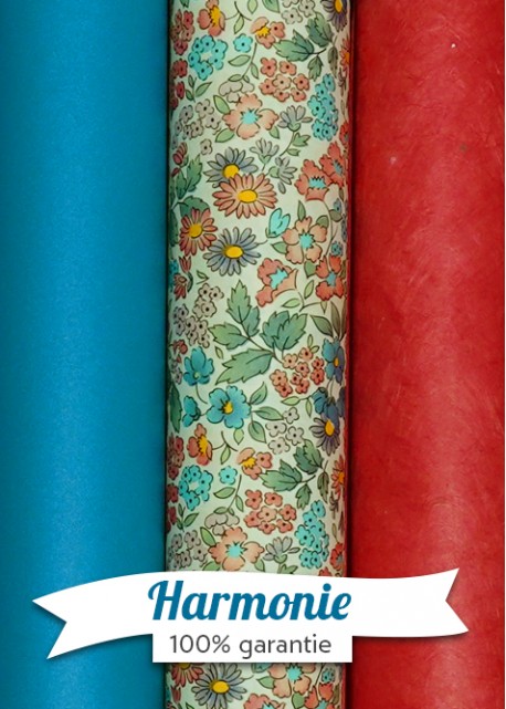 HARMONIE TRIO Liberty rose bleu vert fond crème