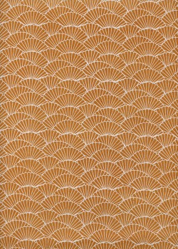 Papier lokta éventail blanc fond jaune moutarde (51x76)