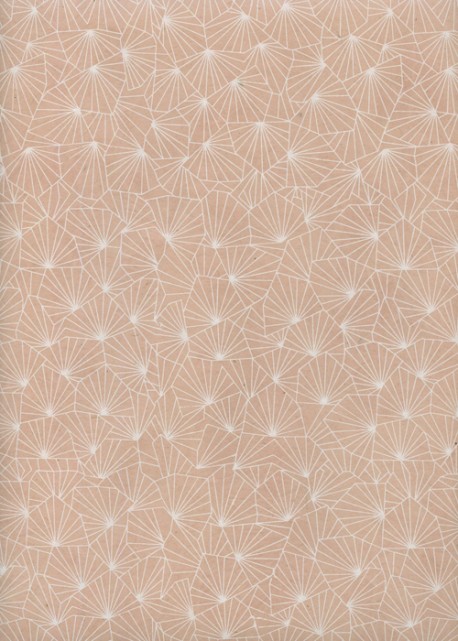 Papier lokta géométrique blanc fond roe poudré (51x76)
