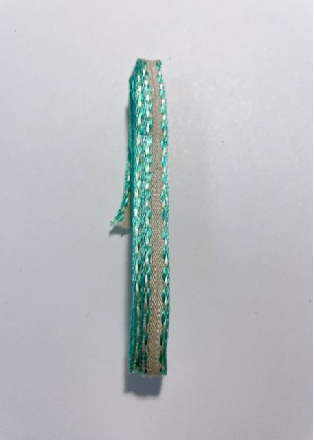 Ruban décoratif beige bordure verte (L:2m / l:1cm)