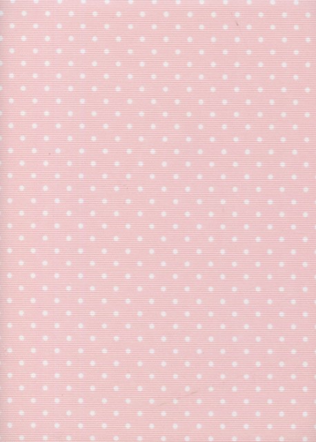 "Toile enduite" Pois blancs fond rose (48x100)