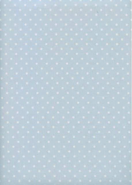 "Toile enduite" (48x50) Pois blancs fond bleu