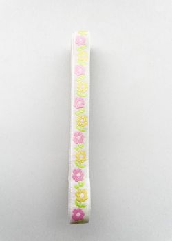 Ruban décoratif floral rose et jaune (L:2m / l:1cm)