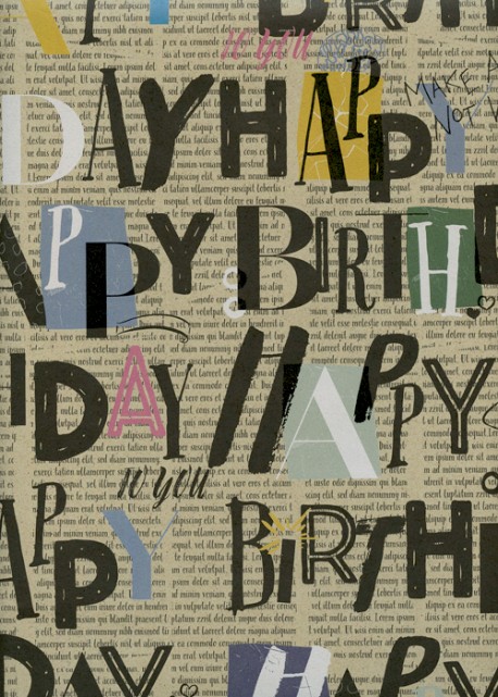 Happy birthday fond beige (68x98)